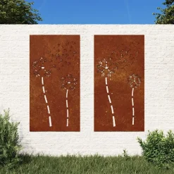 Décorations-vidaXL Décorations murales de jardin 2pcs 105x55 cm design de fleur