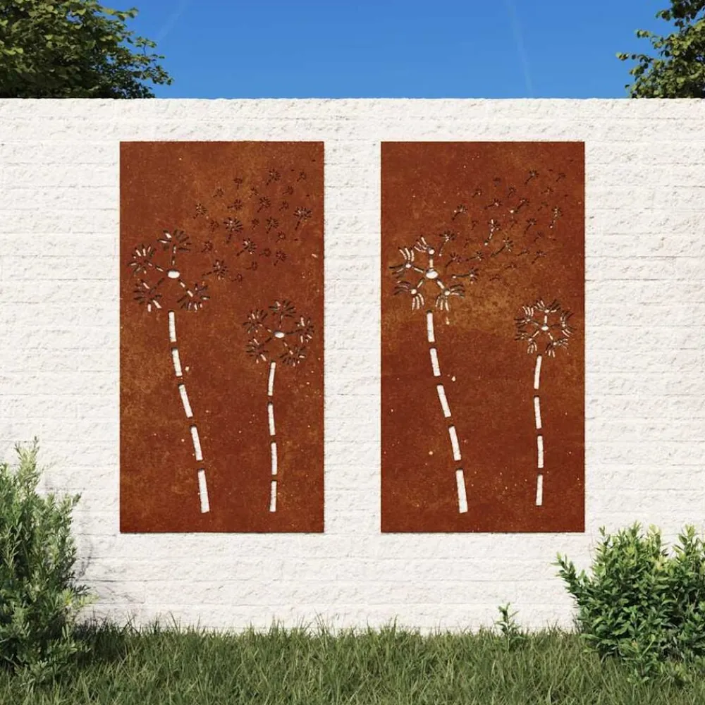 Décorations-vidaXL Décorations murales de jardin 2pcs 105x55 cm design de fleur