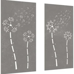 Décorations-vidaXL Décorations murales de jardin 2pcs 105x55 cm design de fleur