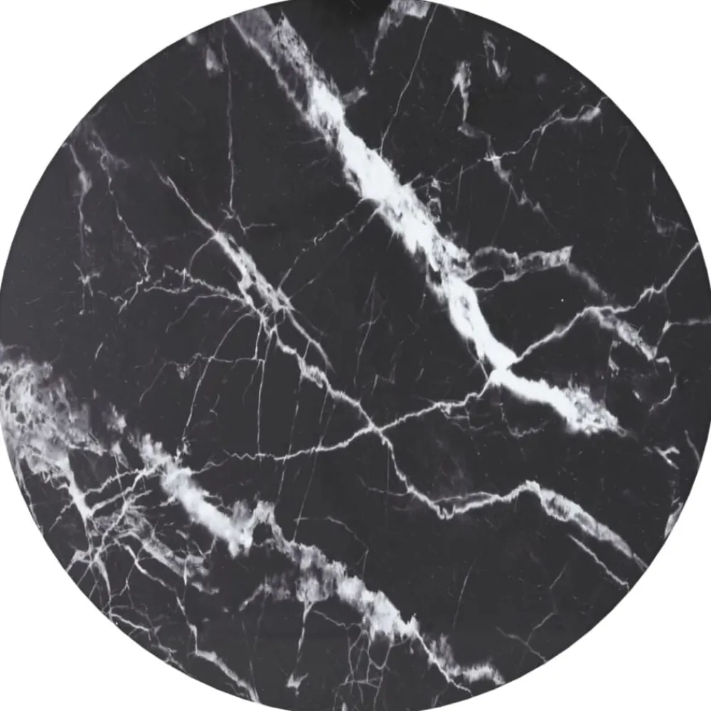 vidaXL Dessus de table noir Ø30x0,8cm verre trempé avec design marbre