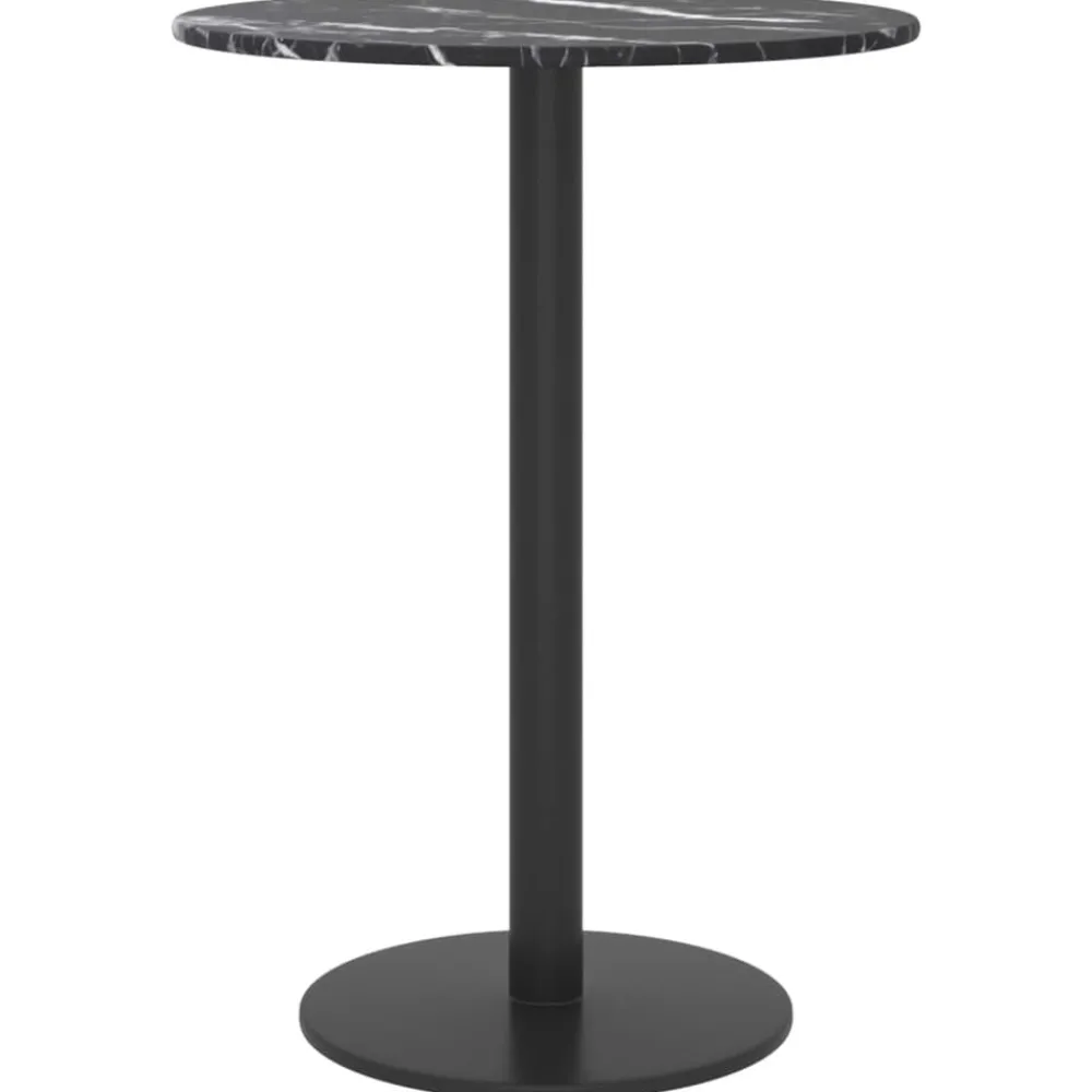 vidaXL Dessus de table noir Ø30x0,8cm verre trempé avec design marbre