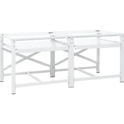 Accessoires Pour Appareils Électroménagers-vidaXL Double socle pour machine à laver étagères coulissantes Blanc