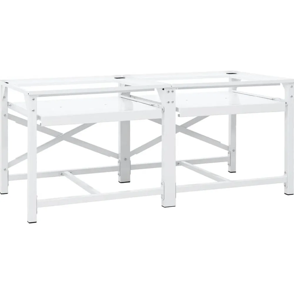 Accessoires Pour Appareils Électroménagers-vidaXL Double socle pour machine à laver étagères coulissantes Blanc