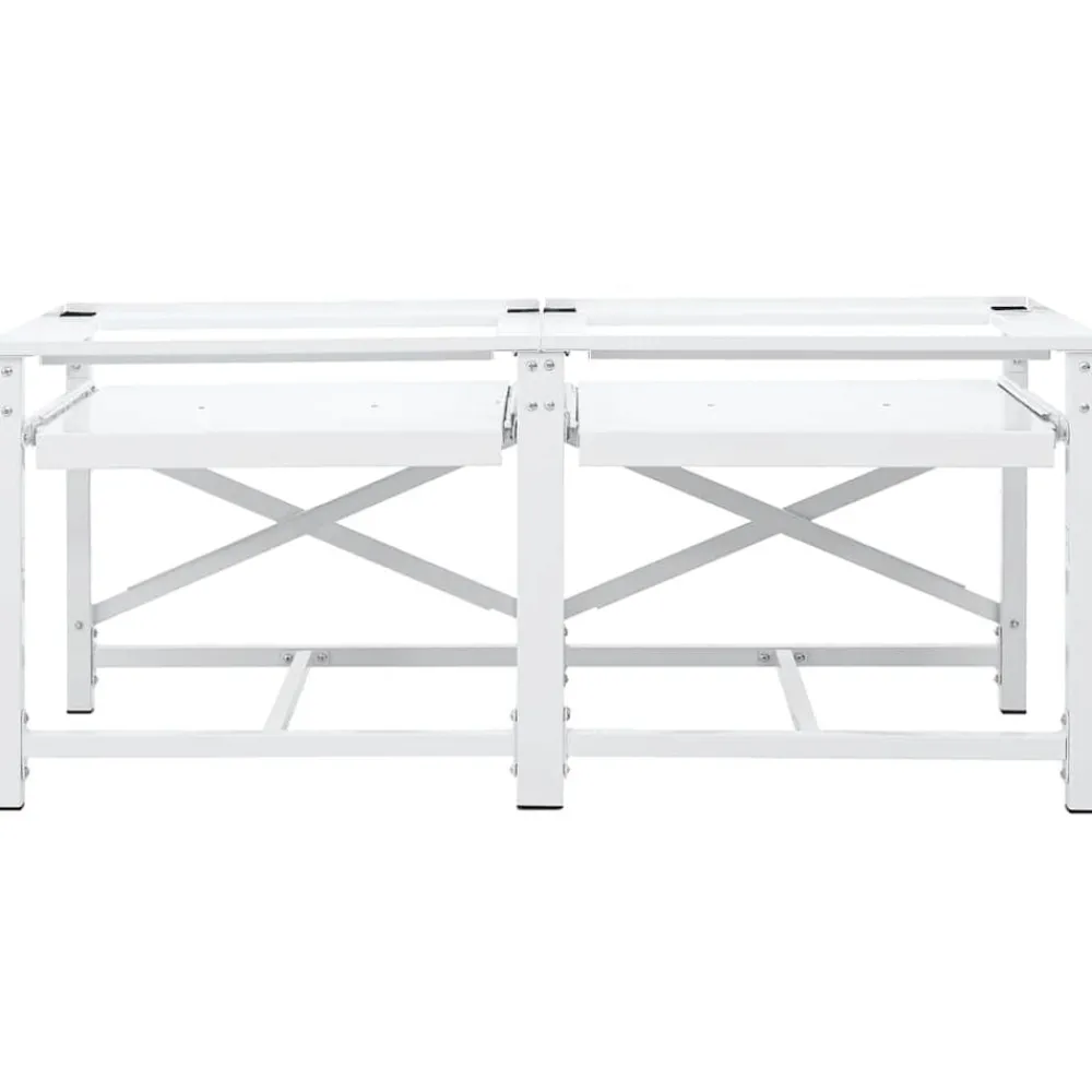 Accessoires Pour Appareils Électroménagers-vidaXL Double socle pour machine à laver étagères coulissantes Blanc