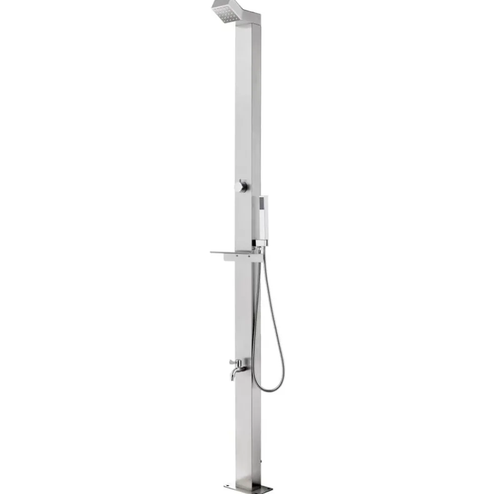 vidaXL Douche de jardin 220 cm Acier inoxydable