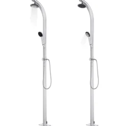 Piscine & Spa-vidaXL Douche de jardin avec base 220 cm Aluminium Gris