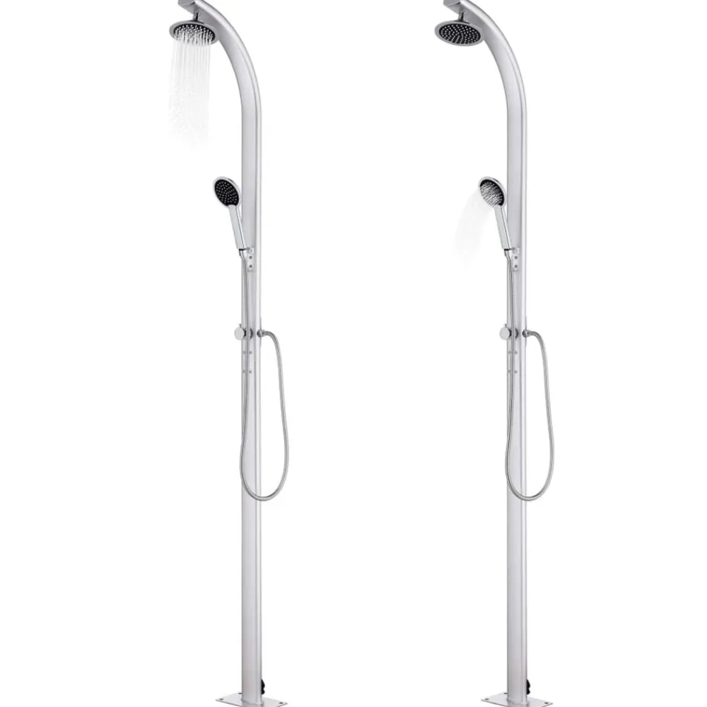Piscine & Spa-vidaXL Douche de jardin avec base 220 cm Aluminium Gris
