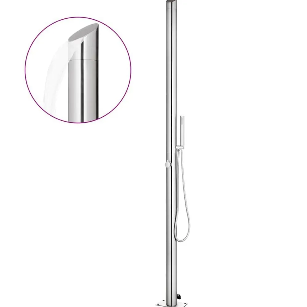 vidaXL Douche de jardin avec base 225 cm Acier inoxydable