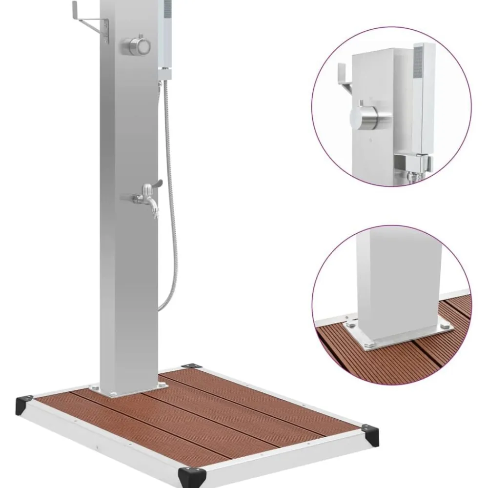 Piscine & Spa-vidaXL Douche d'extérieur avec receveur de douche WPC Acier inoxydable Marron