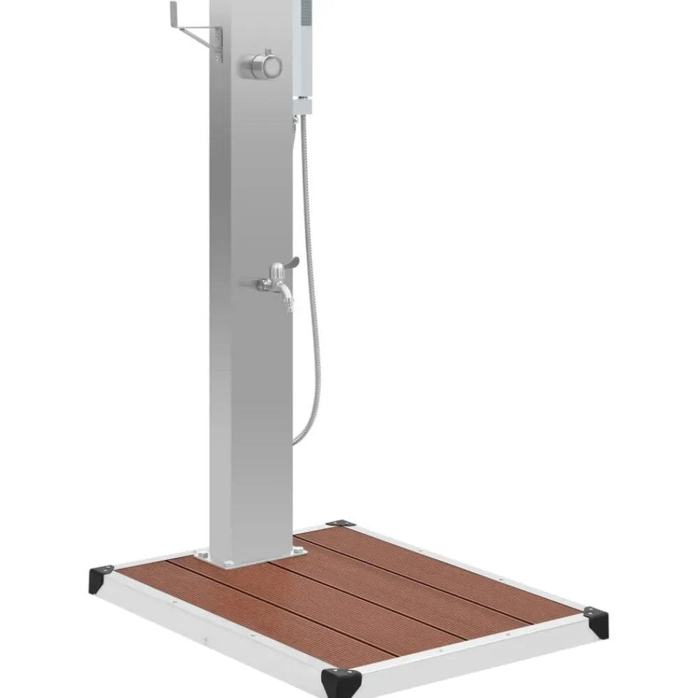 Piscine & Spa-vidaXL Douche d'extérieur avec receveur de douche WPC Acier inoxydable Marron
