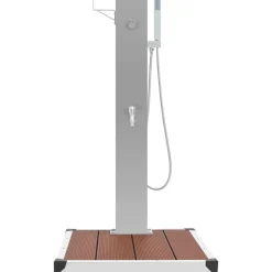 Piscine & Spa-vidaXL Douche d'extérieur avec receveur de douche WPC Acier inoxydable Marron