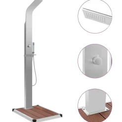 Piscine & Spa-vidaXL Douche d'extérieur avec receveur de douche WPC Acier inoxydable Marron