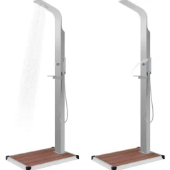 Piscine & Spa-vidaXL Douche d'extérieur avec receveur de douche WPC Acier inoxydable Marron