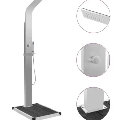 Piscine & Spa-vidaXL Douche d'extérieur avec receveur de douche WPC Acier inoxydable Gris