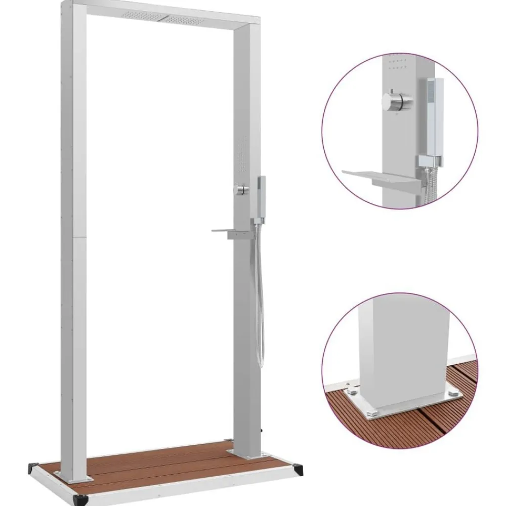 Piscine & Spa-vidaXL Douche d'extérieur avec receveur WPC Acier inoxydable Marron