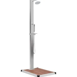 Piscine & Spa-vidaXL Douche d'extérieur avec receveur de douche WPC Acier inoxydable Marron