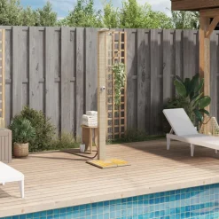 vidaXL Douche d'extérieur 50x55x224cm résine tressée bois acacia