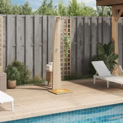 vidaXL Douche d'extérieur 55x60x224cm résine tressée bois acacia