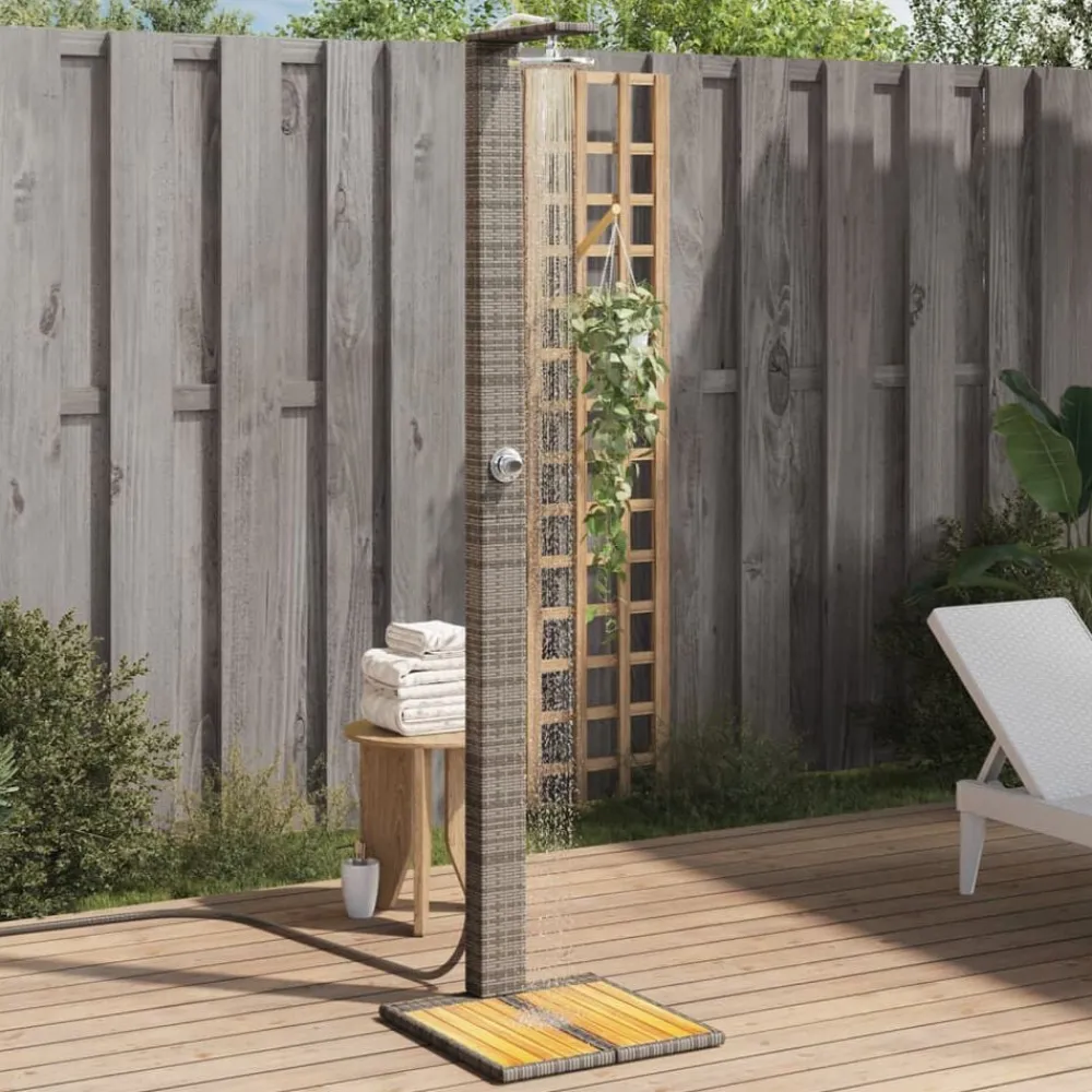 Piscine & Spa-vidaXL Douche d'extérieur 50x55x224 cm résine tressée bois acacia Gris