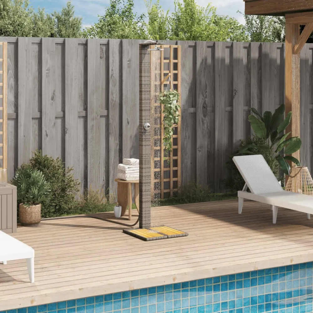 Piscine & Spa-vidaXL Douche d'extérieur 50x55x224 cm résine tressée bois acacia Gris
