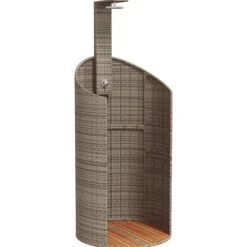 Piscine & Spa-vidaXL Douche d'extérieur 100x100x241,5 cm poly rotin bois acacia Gris