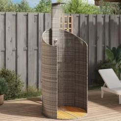 Piscine & Spa-vidaXL Douche d'extérieur 100x100x241,5 cm poly rotin bois acacia Gris