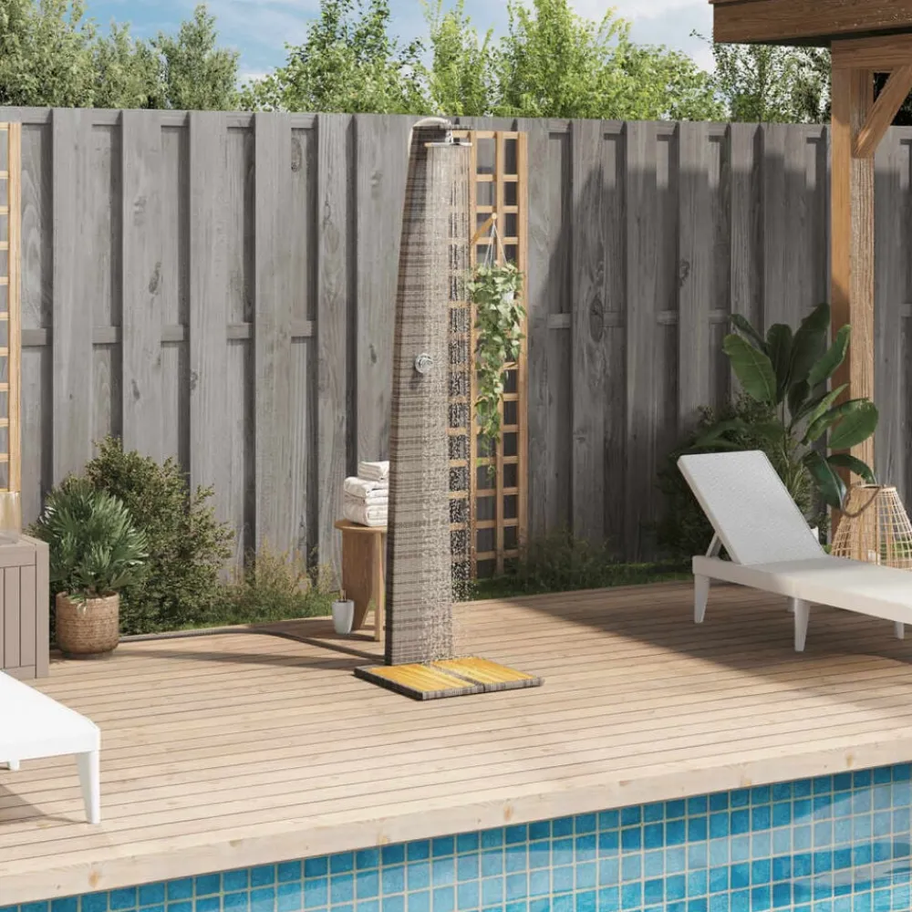 Piscine & Spa-vidaXL Douche d'extérieur 55x60x224 cm résine tressée bois acacia Gris