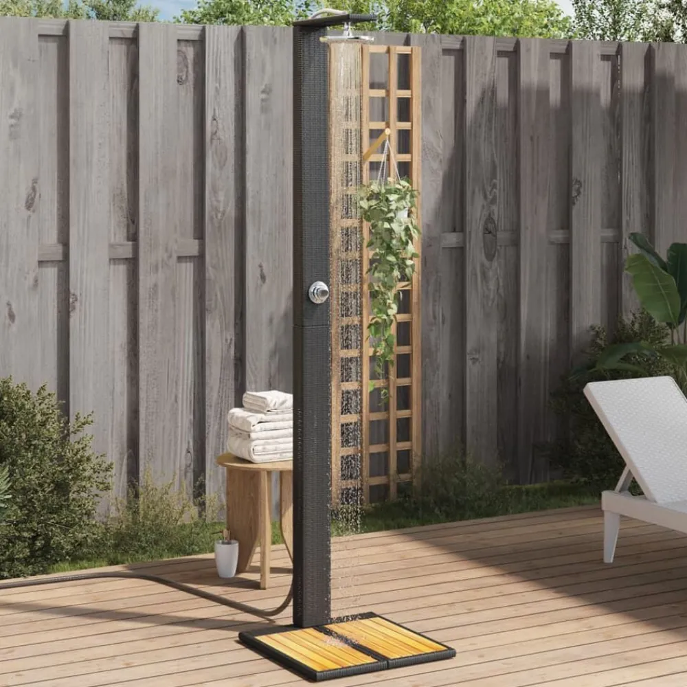 Piscine & Spa-vidaXL Douche d'extérieur 50x55x224 cm résine tressée bois acacia Noir
