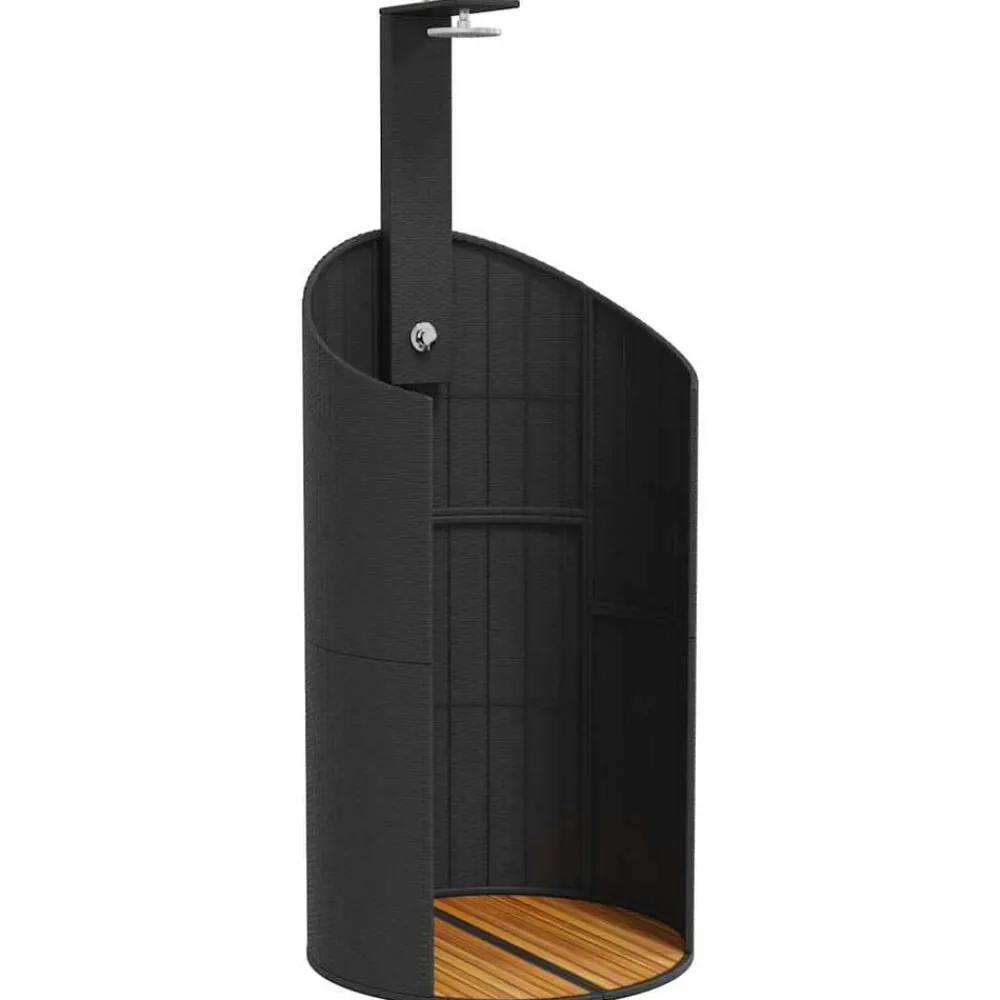 Piscine & Spa-vidaXL Douche d'extérieur 100x100x241,5 cm poly rotin bois acacia Noir