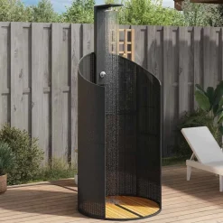 Piscine & Spa-vidaXL Douche d'extérieur 100x100x241,5 cm poly rotin bois acacia Noir