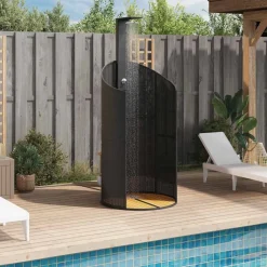 Piscine & Spa-vidaXL Douche d'extérieur 100x100x241,5 cm poly rotin bois acacia Noir