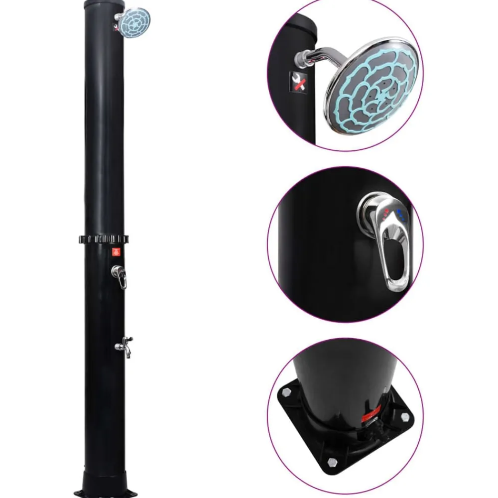 vidaXL Douche solaire d'extérieur avec pomme de douche et robinet 40 L