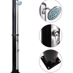 vidaXL Douche solaire d'extérieur avec pomme de douche et robinet 40 L