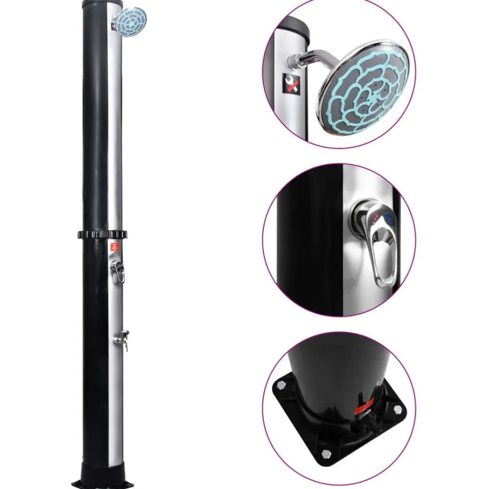vidaXL Douche solaire d'extérieur avec pomme de douche et robinet 40 L