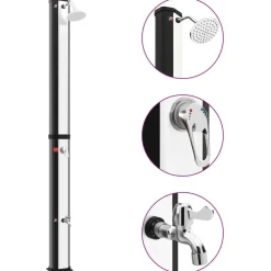 Piscine & Spa-vidaXL Douche solaire d'extérieur avec pomme de douche et robinet 35 L Argent
