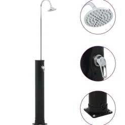 vidaXL Douche solaire Noir 214 cm 20 L