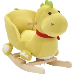 Jouets-vidaXL Dragon à bascule avec dossier Peluche 60x32x53 cm Vert citron