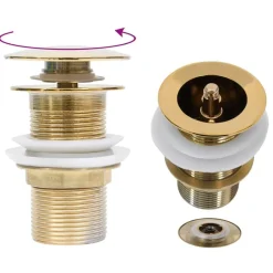 Plomberie-vidaXL Drain à poussoir sans débordement 6,4x6,4x9,1 cm Doré