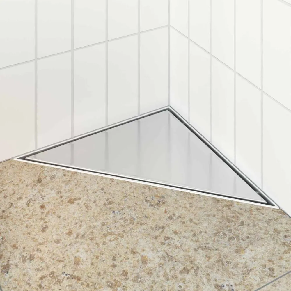 Plomberie-vidaXL Drain de douche triangle 2 en 1 Argenté 32 x 32 x 7,5 cm