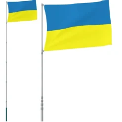 Décorations-vidaXL Drapeau de l'Ukraine et mât 5,55 m aluminium