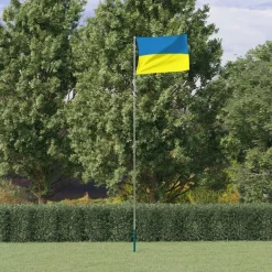 Décorations-vidaXL Drapeau de l'Ukraine et mât 5,55 m aluminium