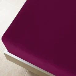 Linge-vidaXL Drap-housse Jersey Bordeaux 90x200 cm Coton Bordeaux&nbsp;