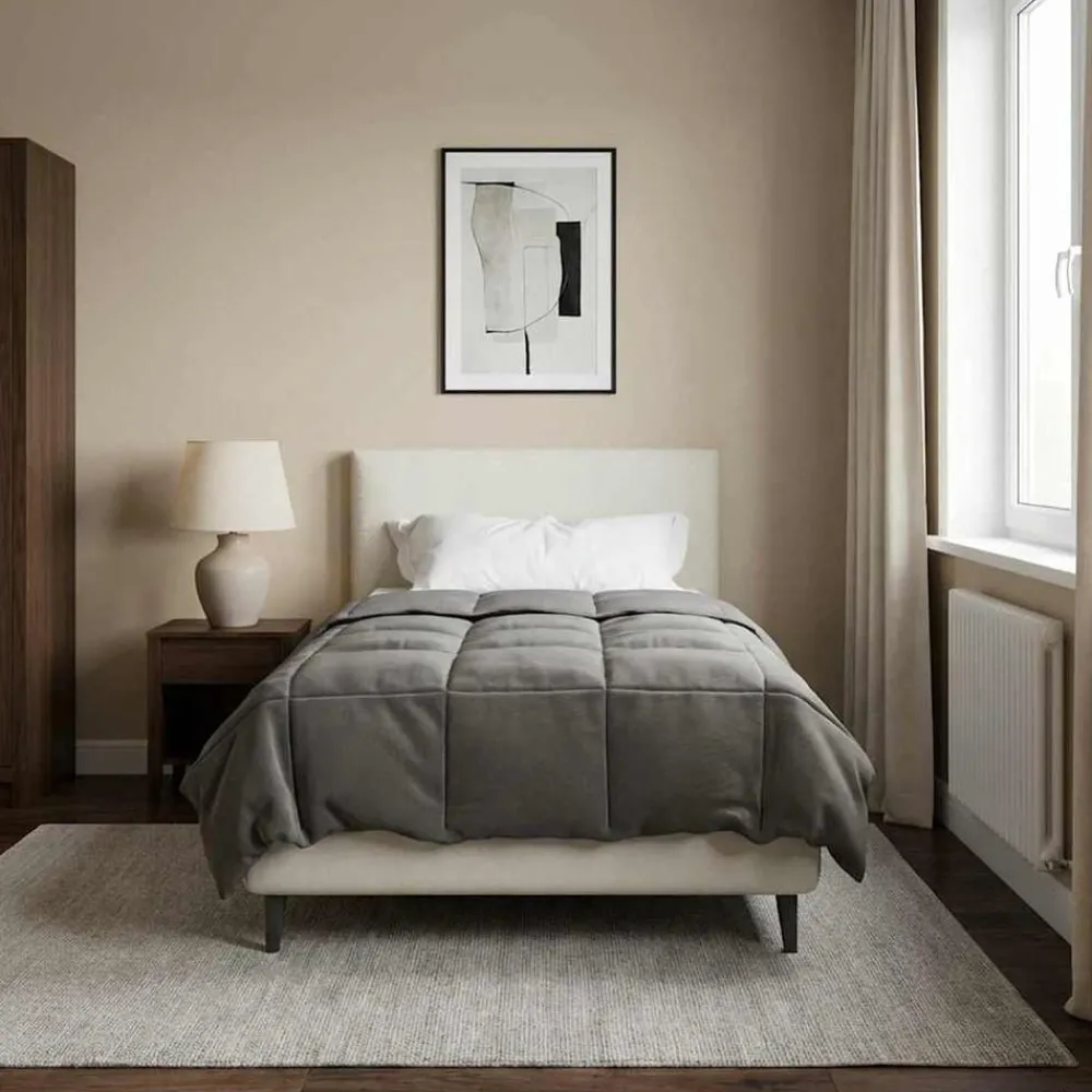 Linge-vidaXL Duvet complet toute l'année 135 x 200 cm Microfibre Gris clair