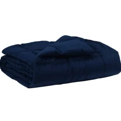 Linge-vidaXL Duvet complet toute l'année 135 x 200 cm Microfibre Bleu foncé