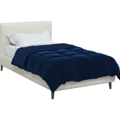 Linge-vidaXL Duvet complet toute l'année 135 x 200 cm Microfibre Bleu foncé
