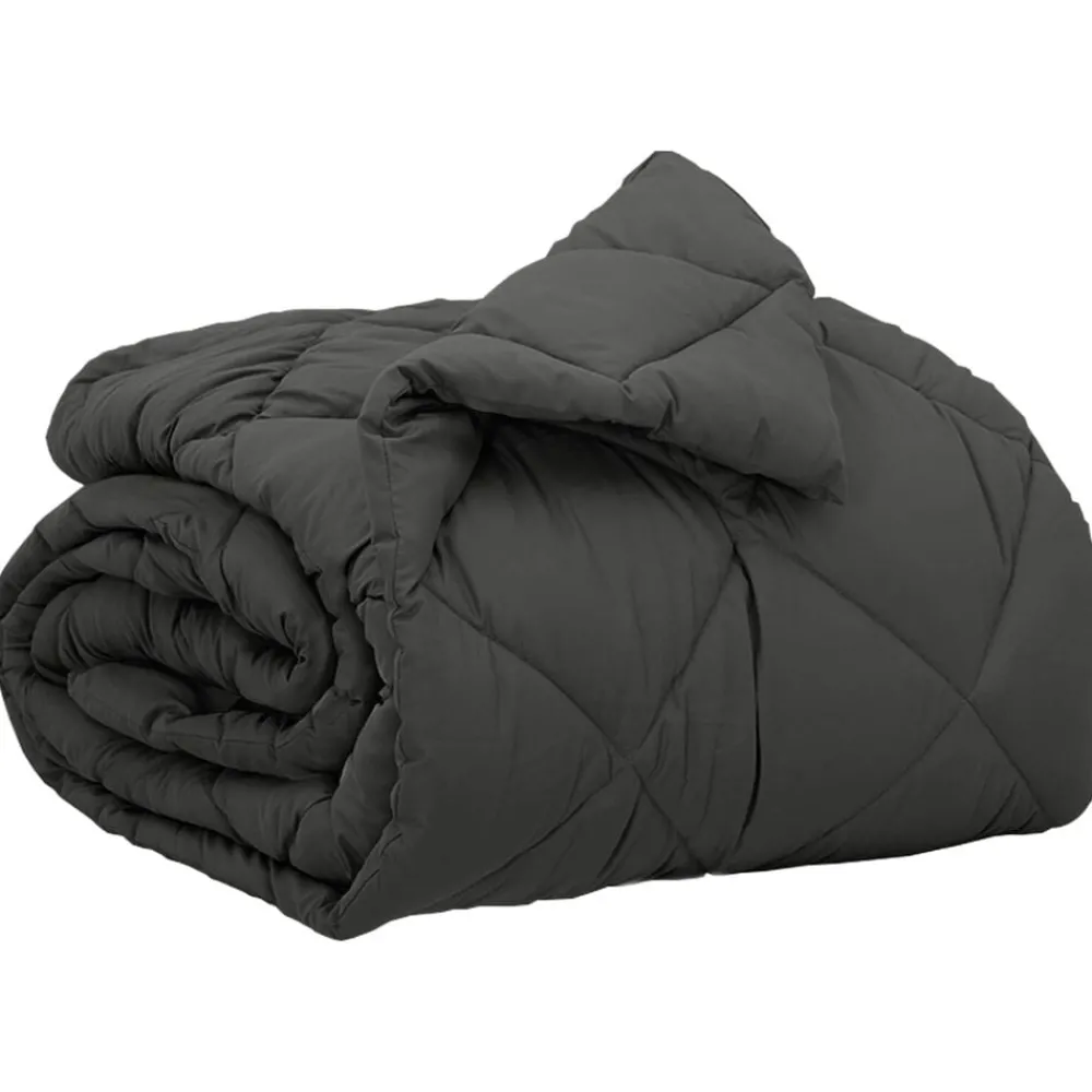 Linge-vidaXL Duvet complet toute l'année 135 x 200 cm Microfibre Anthracite