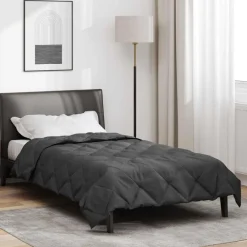 Linge-vidaXL Duvet complet toute l'année 135 x 200 cm Microfibre Anthracite
