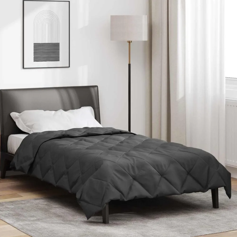Linge-vidaXL Duvet complet toute l'année 135 x 200 cm Microfibre Anthracite