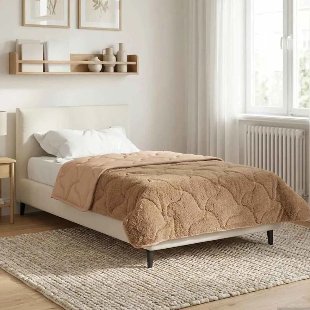 Linge-vidaXL Duvet complet toute l'année Matelassé 135 x 200 cm Taupe