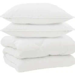Linge-vidaXL Duvet d'hiver avec oreiller 3 pcs Blanc Microfibre